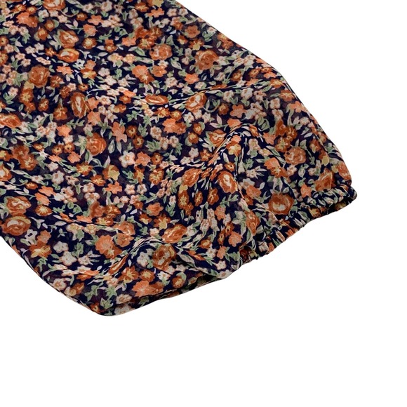 Doe‎ & Rae Long Sleeve Navy Multi Floral Chiffon Lined Mini Dress Size S - Picture 7 of 9